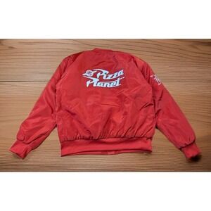 Disney Toy Story Pizza Planet Jacket Mens Medium Windbreaker Nylon Full Zip Red